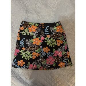 Vintage 90s Rare Cooper Key Floral Skirt Tropical Beach Size 16